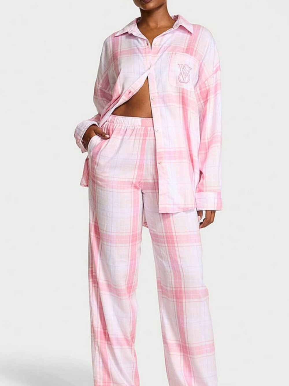new VICTORIA'S SECRET PINK GINGHAM MODAL COTTON FLANNEL PJ S